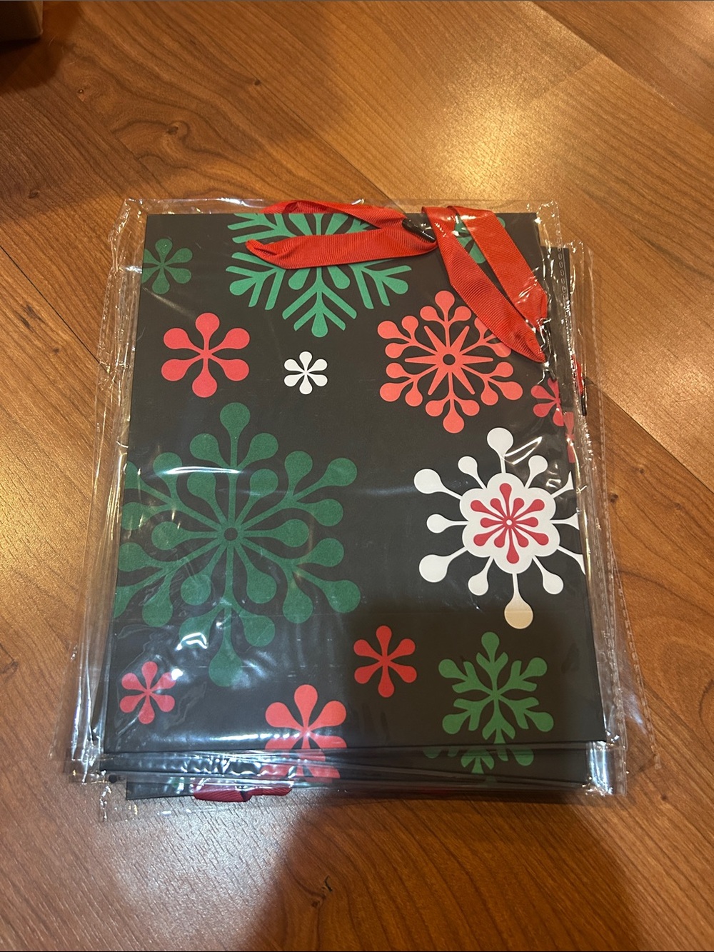 Holiday Snowflake Gift Bags with Red Ribbon - Pack of Party Supplies five
